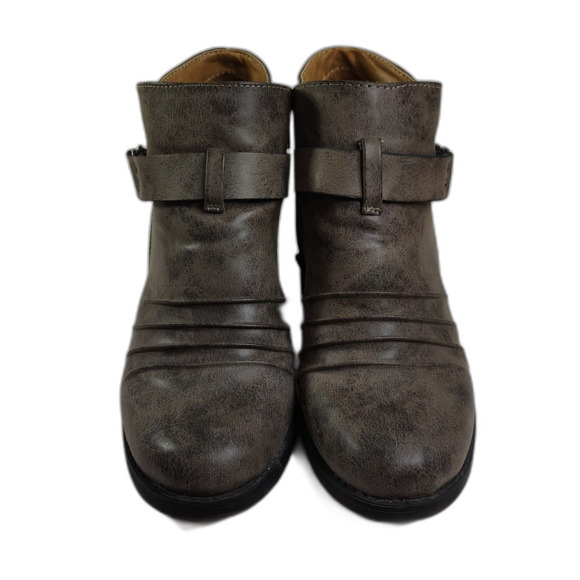 NATURAL SOUL Yeva Faux Leather Stacked Ankle Boots 9.5 Women's Grey Zip Up - Picture 2 of 7